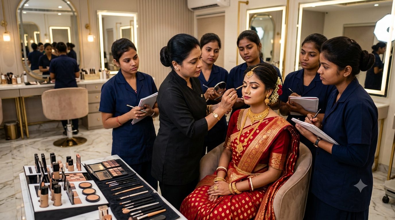 Bridal makeup training at Michels Academy