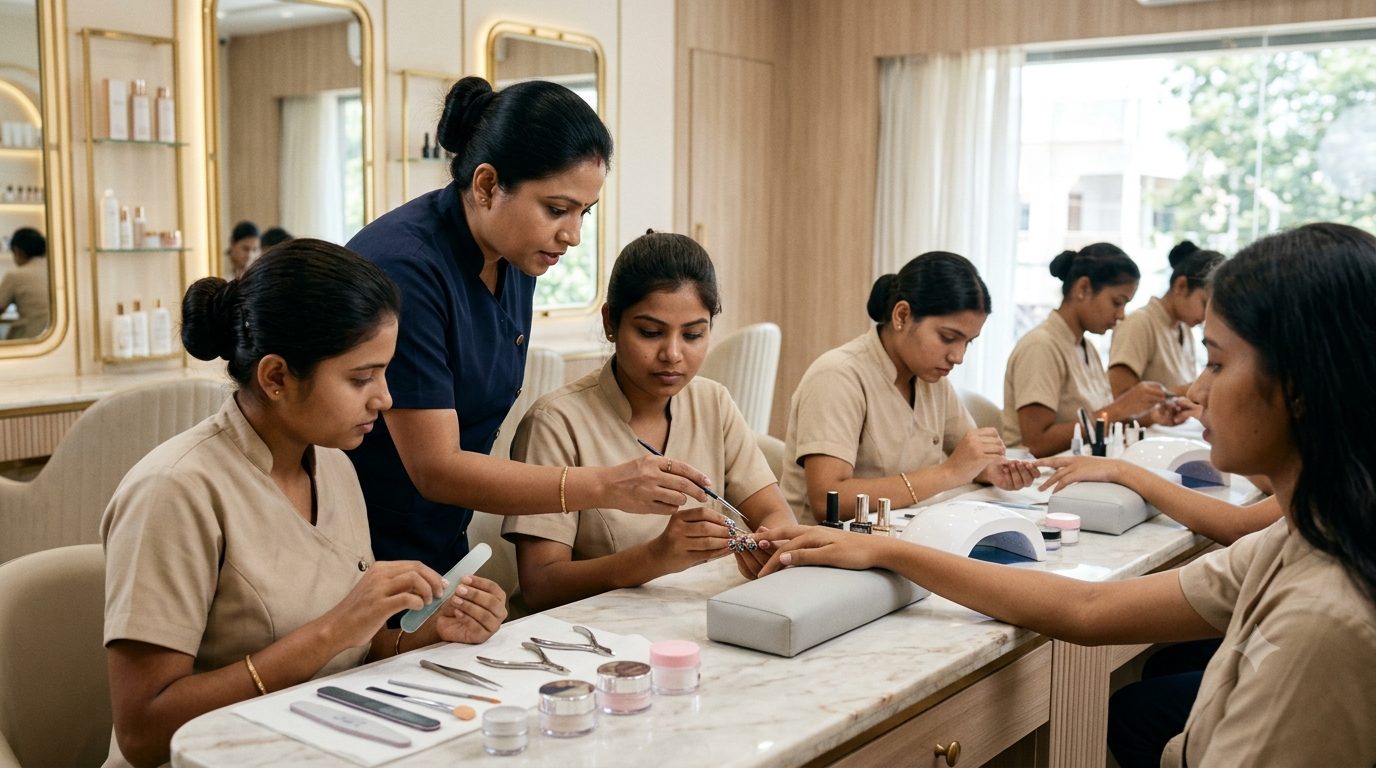 Nail art training at Michels Academy
